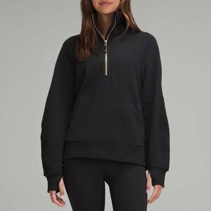 Lululemon Scuba Oversized Funnel-Neck Half Zip Long Black Gold